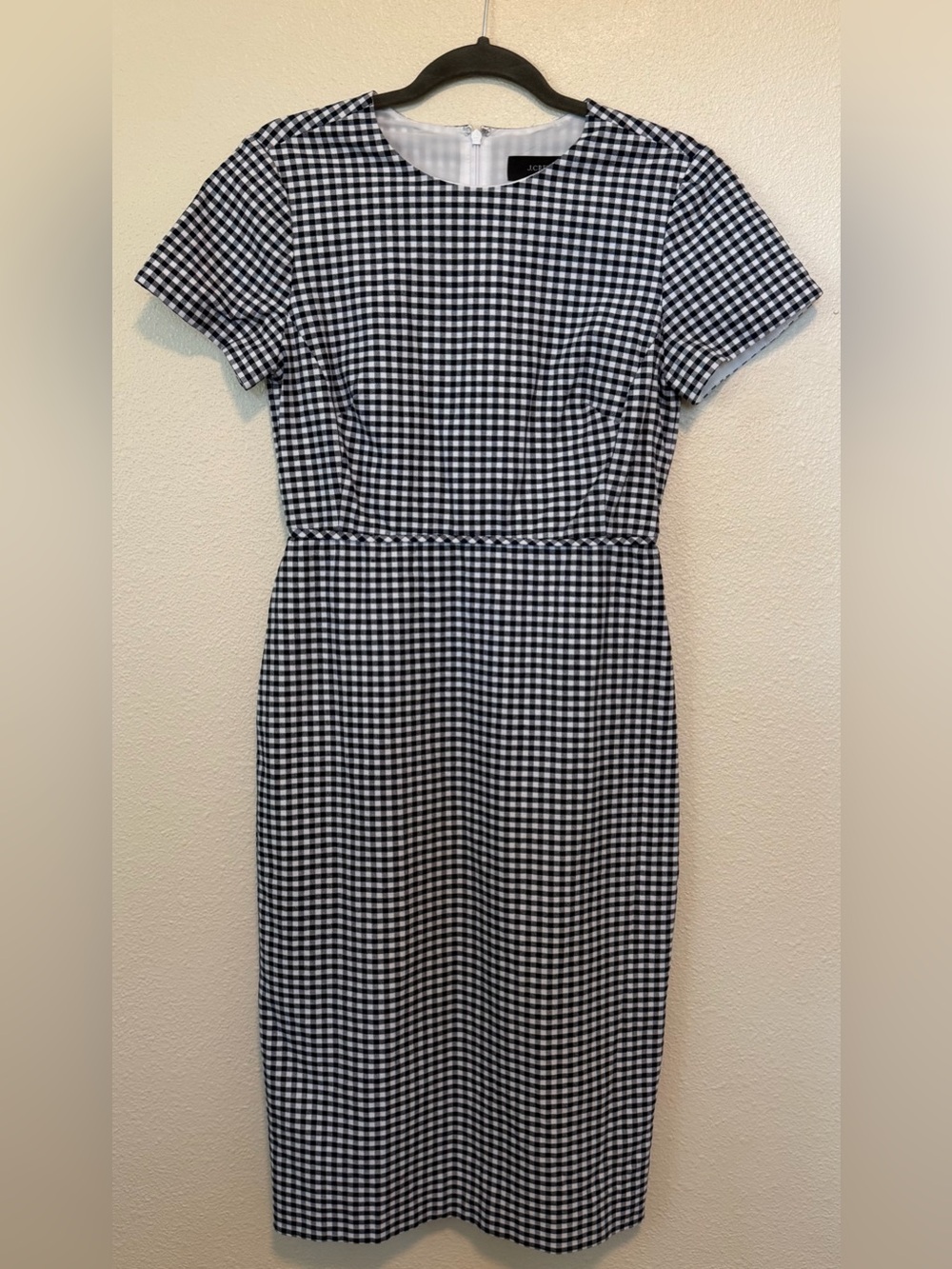 J. Crew Black and White Gingham Midi Dress